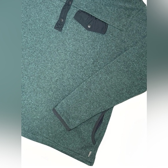 Eddie Bauer Women Fleece Pullover Sweatshirt Sz M Green 1/4 Snap Close 3 Pocket - Picture 4 of 7